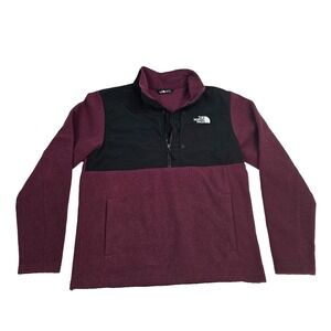 The North Face Sweater Mens M‎ Purple Black 1/4 Zip Fleece Long Sleeve